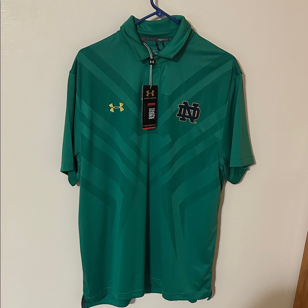 Under Armour Norte Dame Green Polo Shirt XL NWT